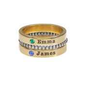 Naam en Geboortesteen Ringen Stapel [Goud Verguld]
