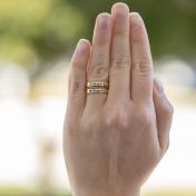 Naam en Geboortesteen Ringen Stapel [Goud Verguld]