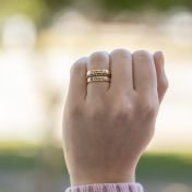 Naam en Geboortesteen Ringen Stapel [Goud Verguld]