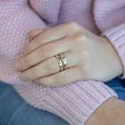 Naam en Geboortesteen Ringen Stapel [Goud Verguld]