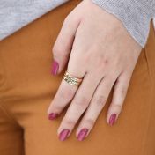 Naam en Geboortesteen Ringen Stapel [Goud Verguld]