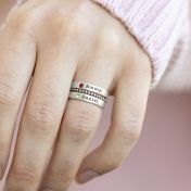 Ensemble de Bagues avec Prénoms et Pierres de Naissance [Argent 925]