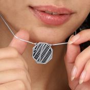 Schatten Plaats Silhouet Kaart Ketting [Sterling Zilver]