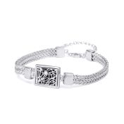 Bracelet Silhouette Carte des Lieux Précieux avec Chaîne Tressée [Argent 925]
