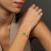 Bracelet Silhouette Carte des Lieux Précieux avec Chaîne Tressée [Plaqué Or 18ct]