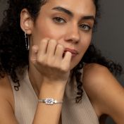 Beliebte Erinnerungen Silhouette Armband mit Kartenanhänger [Silber]