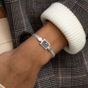 Beliebte Erinnerungen Silhouette Armband mit Kartenanhänger [Silber]