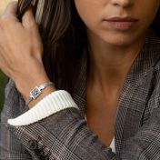 Beliebte Erinnerungen Silhouette Armband mit Kartenanhänger [Silber]