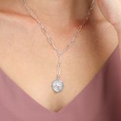 Ware Noorden Kompas Schakel Ketting met Naam [Sterling Zilver]