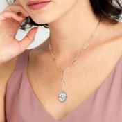 Ware Noorden Kompas Schakel Ketting met Naam [Sterling Zilver]