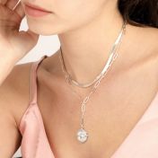 Ware Noorden Kompas Schakel Ketting met Naam [Sterling Zilver]