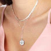 Ware Noorden Kompas Schakel Ketting met Naam [Sterling Zilver]