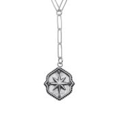 Ware Noorden Kompas Schakel Ketting met Naam [Sterling Zilver]