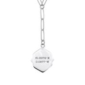 True North Compass Link Necklace With Coordinates [Sterling Silver]