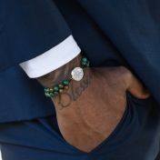 Turquoise Engraved Map Men Bracelet [Sterling Silver]