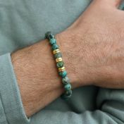 Herrenarmband aus Türkis mit Gravur [750er Gold Vermeil]