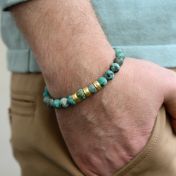 Herrenarmband aus Türkis mit Gravur [750er Gold Vermeil]
