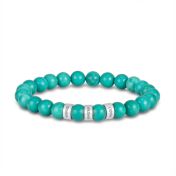 Damenarmband aus himmelblauem Türkis mit Gravur [Sterlingsilber]