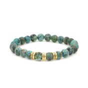 Herrenarmband aus Türkis mit Gravur [750er Gold Vermeil]