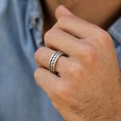 Men's Custom Ring with Engraving in Sterling Silver