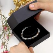 Nazar Armband aus Amazonit mit Diamanten und Gravur [Sterlingsilber]