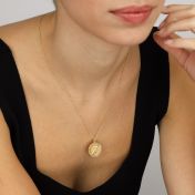 Sternzeichen Medallion Kette mit Gravur [750er Gold Vermeil]
