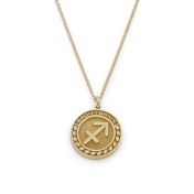 Sternzeichen Medallion Kette mit Gravur [750er Gold Vermeil]