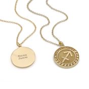 Sternzeichen Medallion Kette mit Gravur [750er Gold Vermeil]