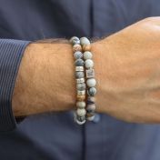 Zodiac Picasso Jasper Men Bracelet - Sterling Silver