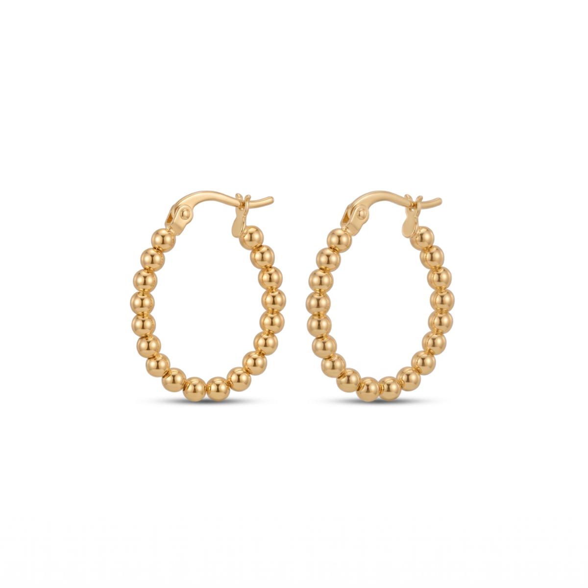 Ellipse Beaded Hoop Earrings [Gold Plated]
