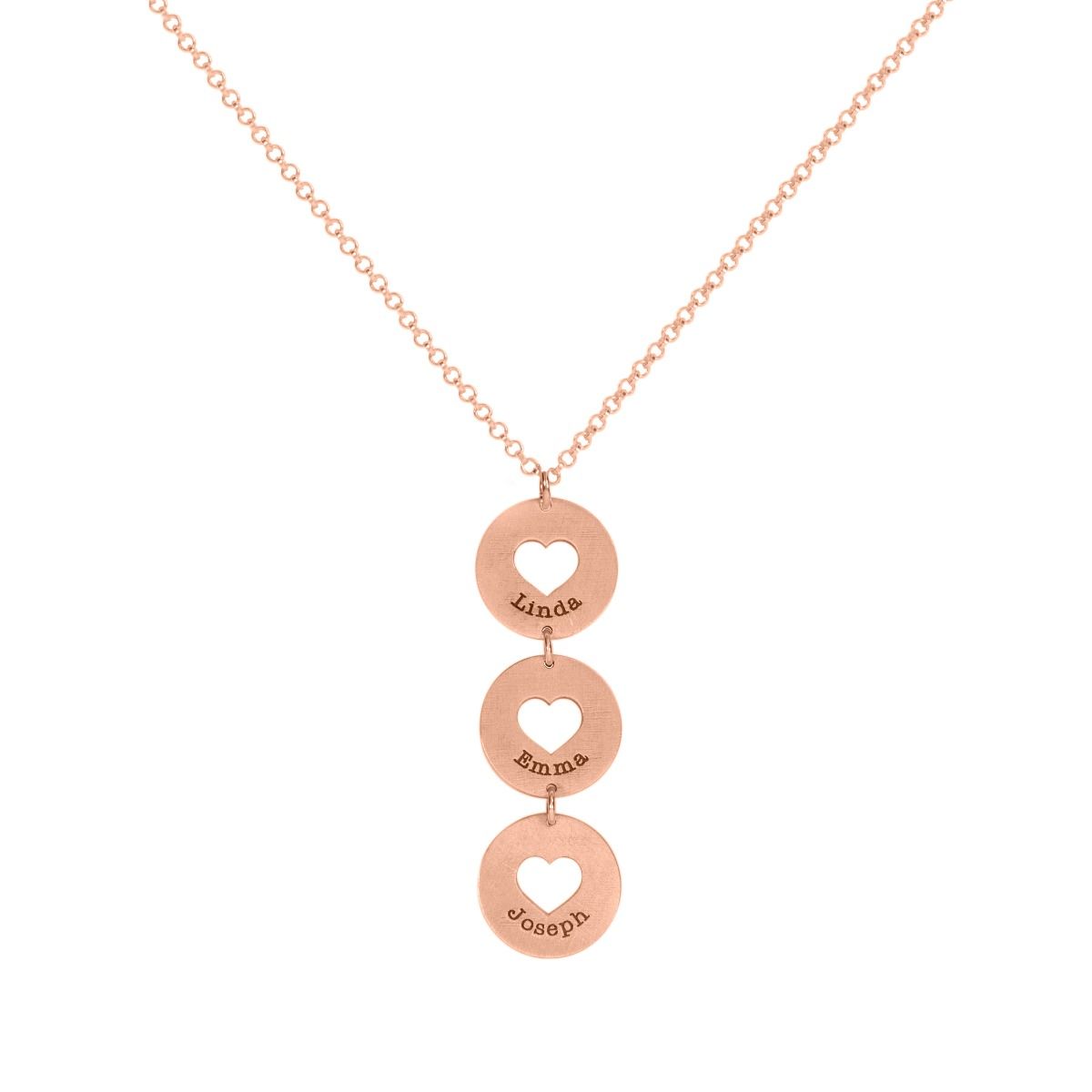 Collier Coeurs Ouverts avec Noms [Plaqué Or Rose 18ct]