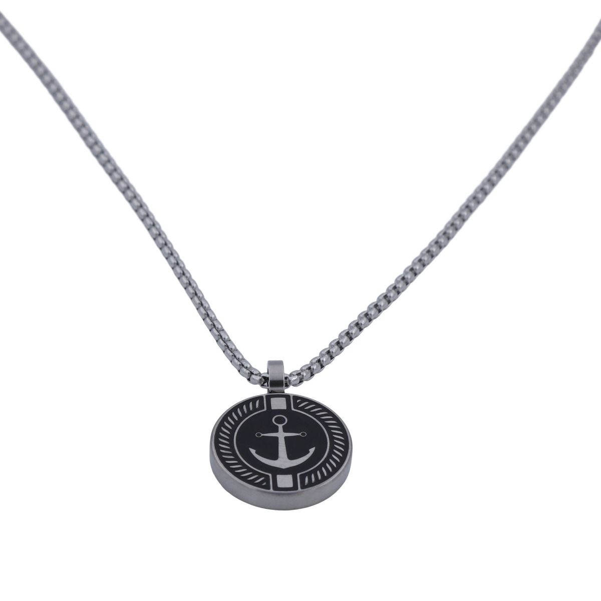 Classic Black Family Anchor Necklace for Men