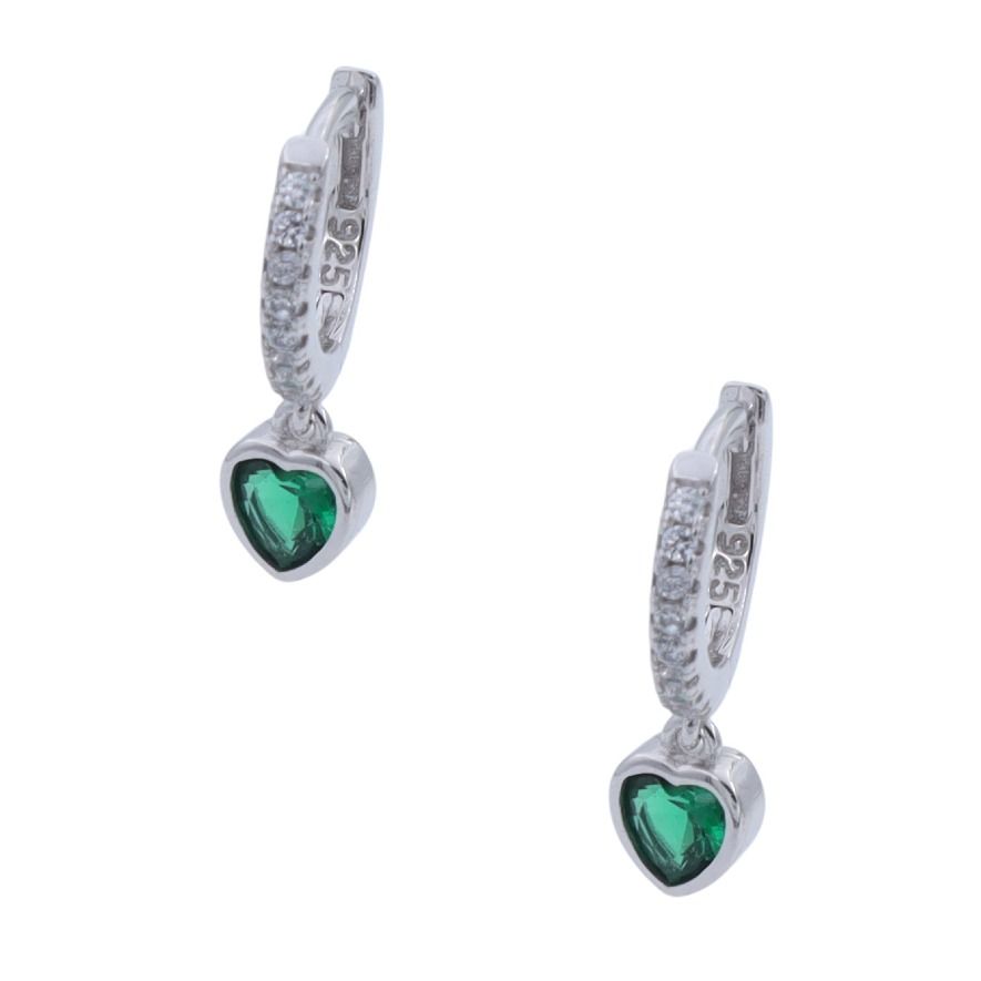 Forest Heart Huggie Earrings [Sterling Silver]