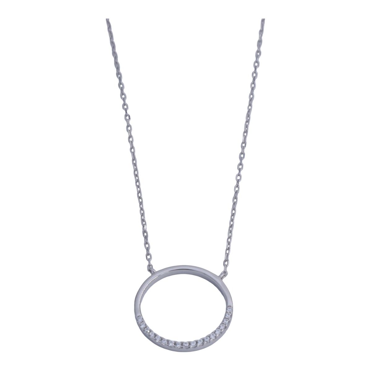 Half-Eternity Halo Necklace [Sterling Silver]