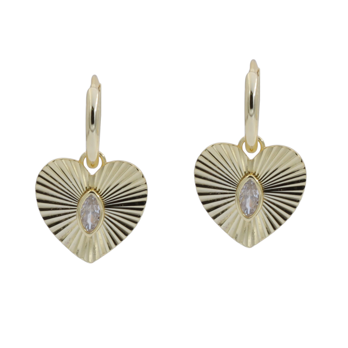 Sunburst Heart Earrings [18K Gold Plated]