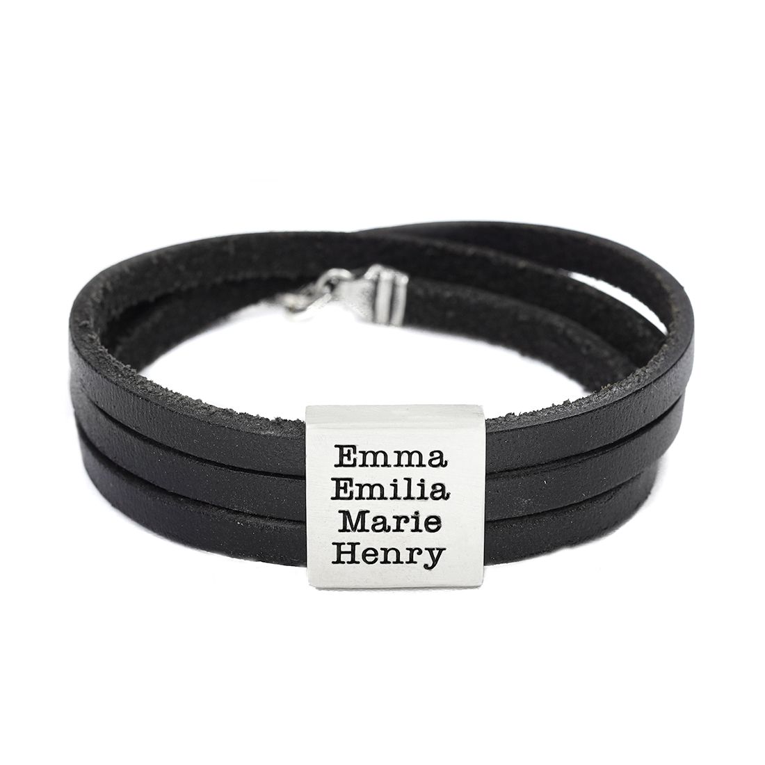 Men Silver Square Name Bracelet