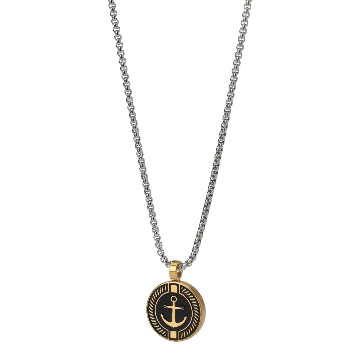 Classic Black Family Anchor Necklace for Men [18K Gold Plated]