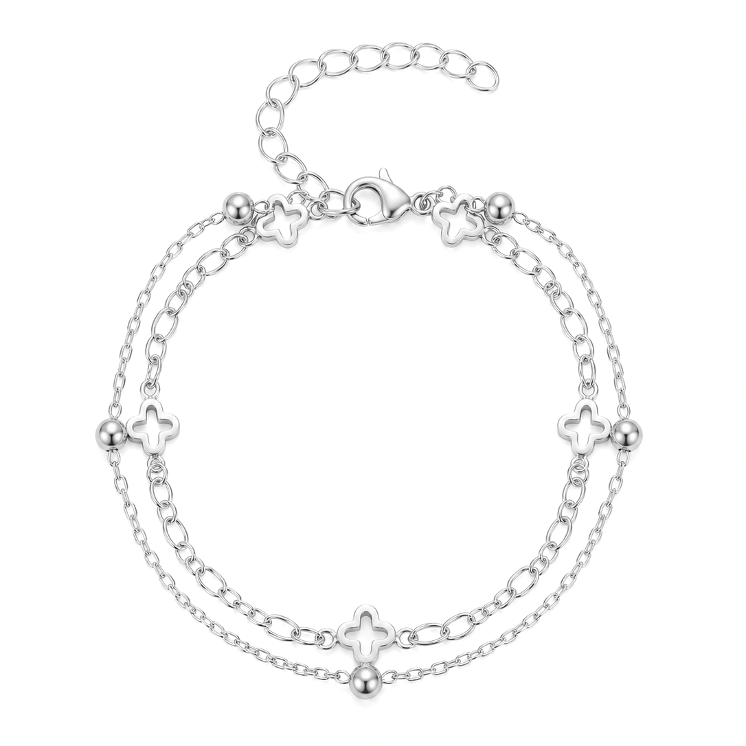 Layered Clover Chain Bracelet