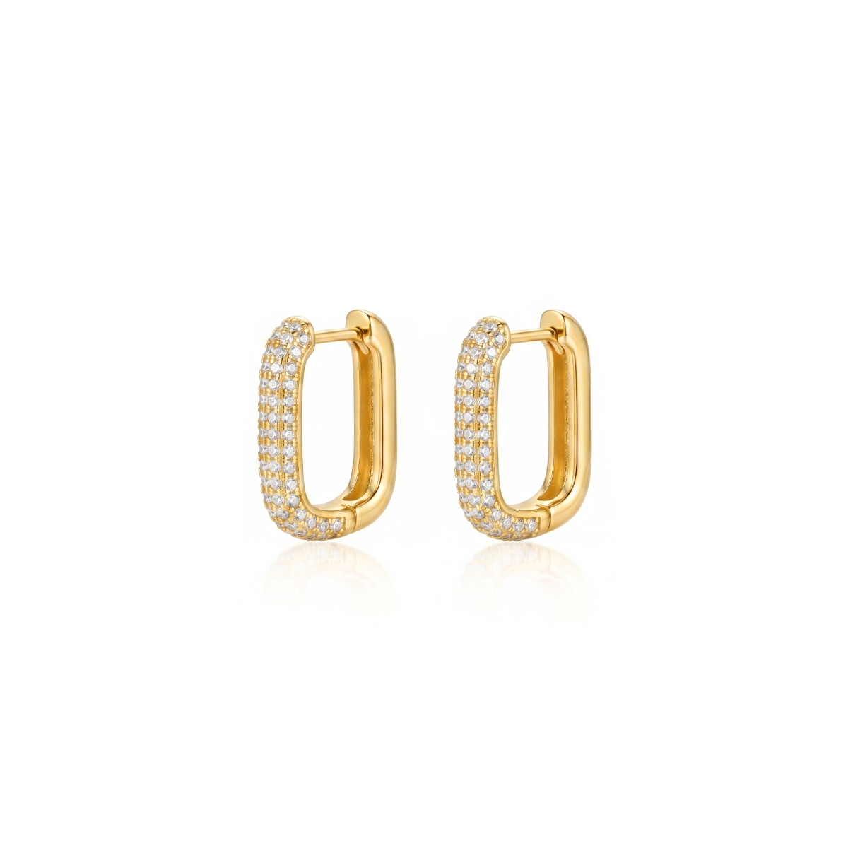 Pavé U Hoop Earrings [Gold Plated]