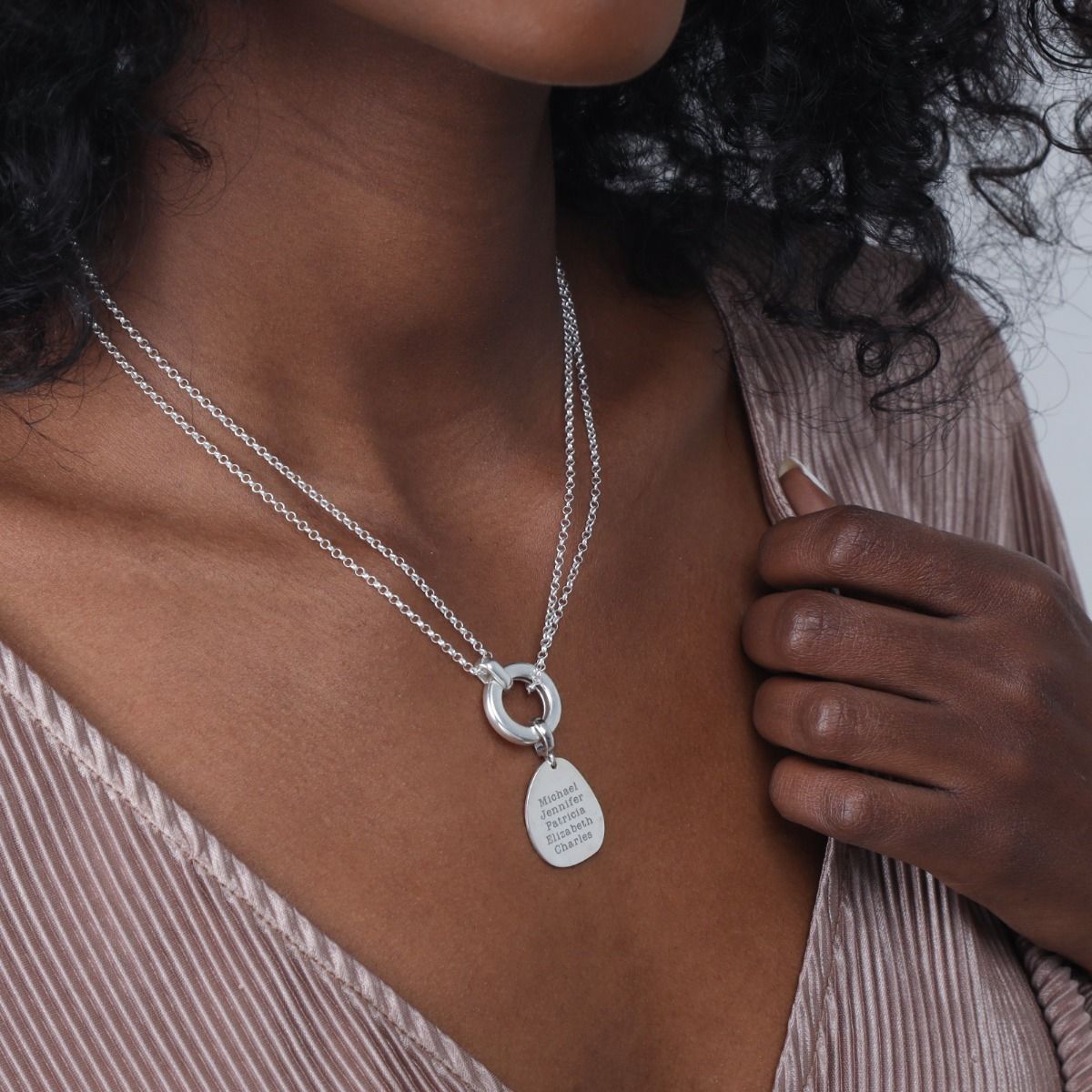 Anna Dubbele Laag Naam Ketting [Sterling Zilver] 