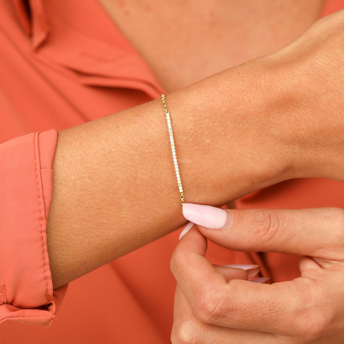 Aurora Pavé Bar Bracelet [18K Gold Vermeil] 