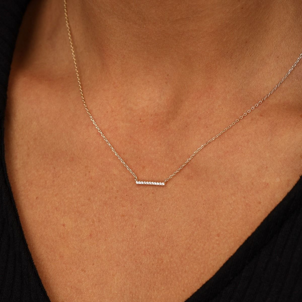 Aurora Pavé Bar Necklace [18K Gold Vermeil]