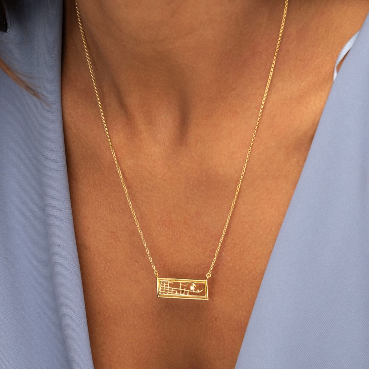 Beloved Spot Map Necklace [14 Karat Gold]