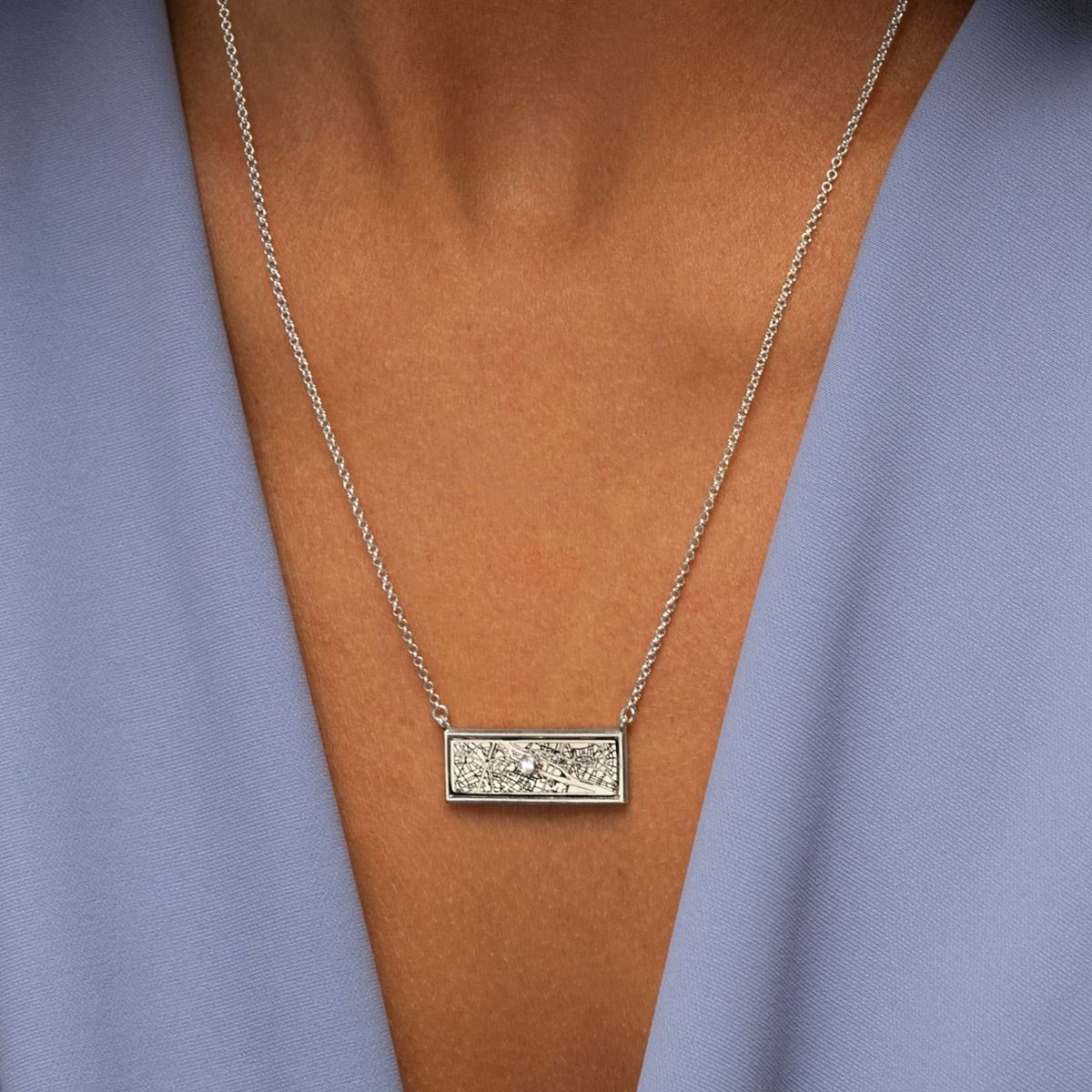 Beloved Spot Silhouette Map Necklace [Sterling Silver]
