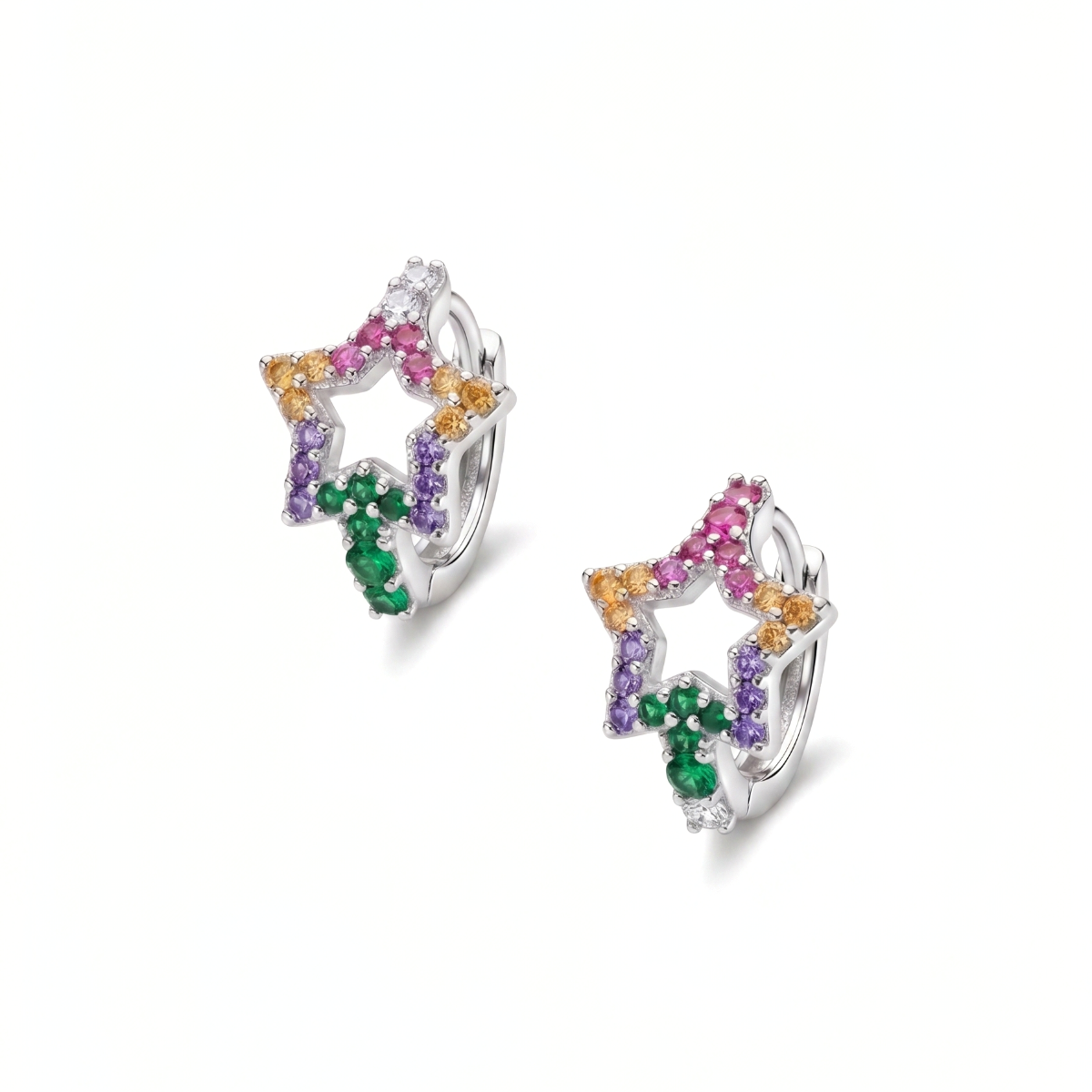 Vibrant Star Huggie Earrings