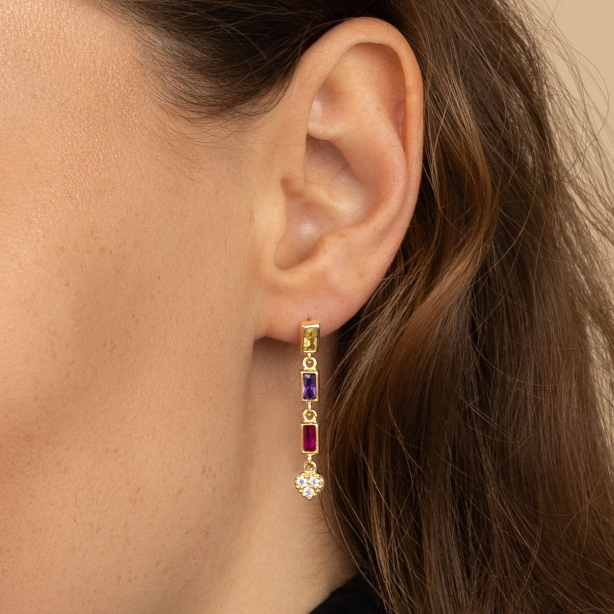 Dazzling Heart Birthstone Earrings [18K Gold Plated]