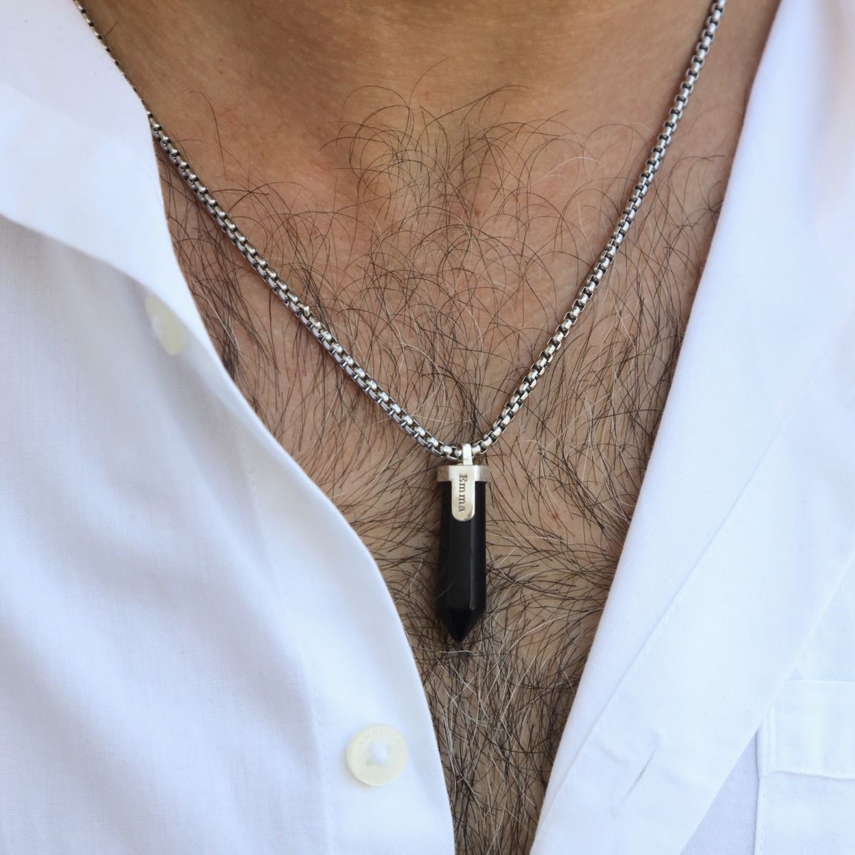 Onyx Men's Personalized Necklace with Engraving - Talisa