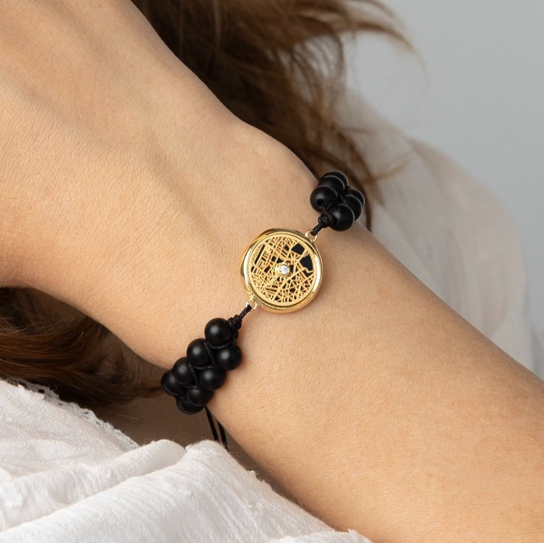 Black Onyx Silhouette Map Bracelet [18K Gold Vermeil]