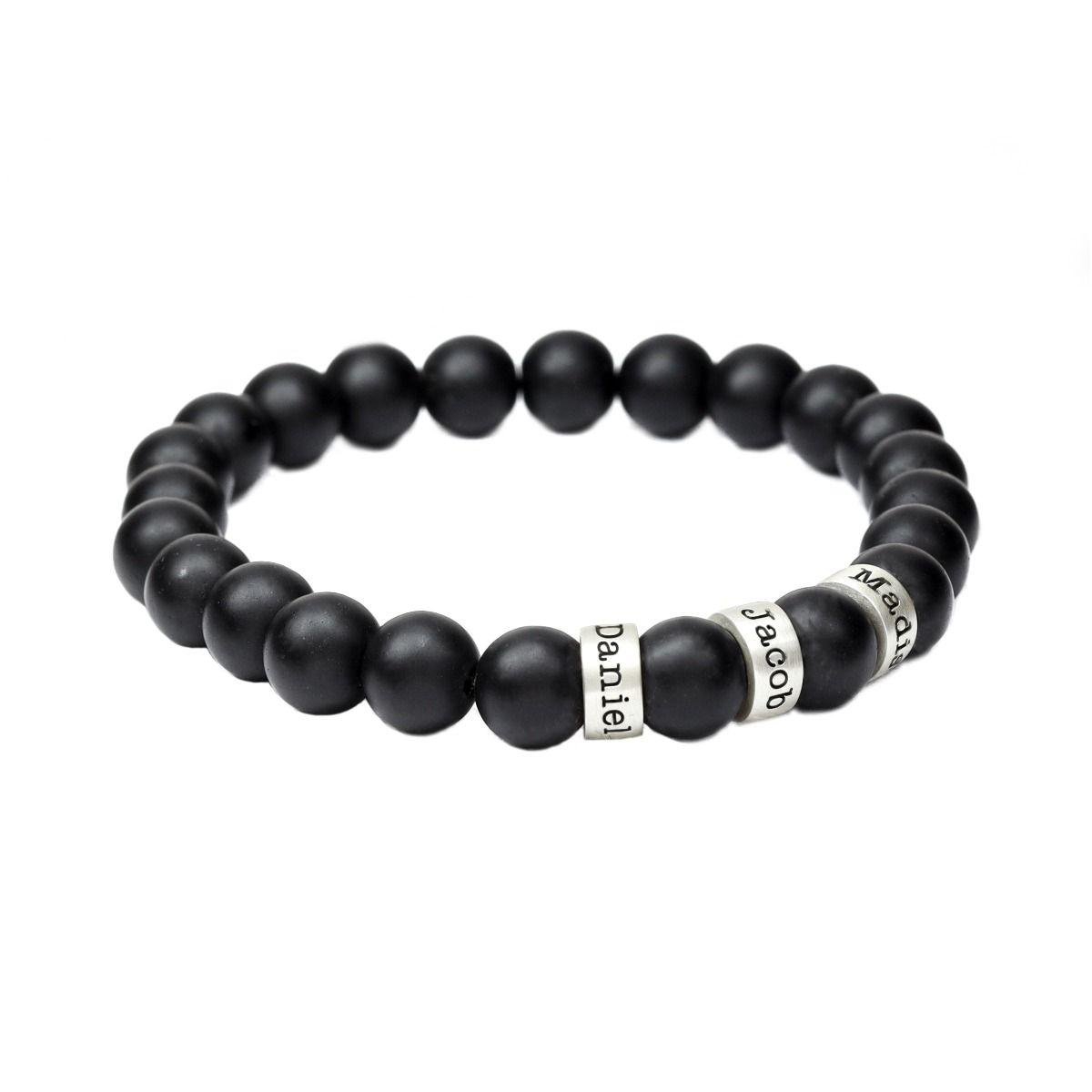 Bracelet Pierre Noir avec Prénoms pour Femme