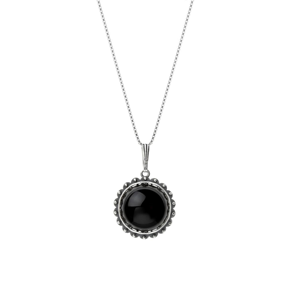 Sphere of Life Onyx Necklace [Sterling Silver]